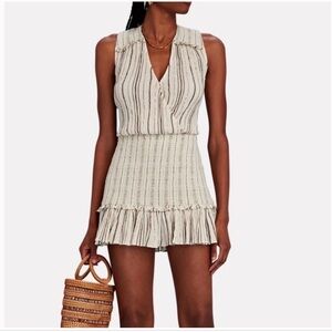Sleeveless Cream Striped Knit Mini Dress